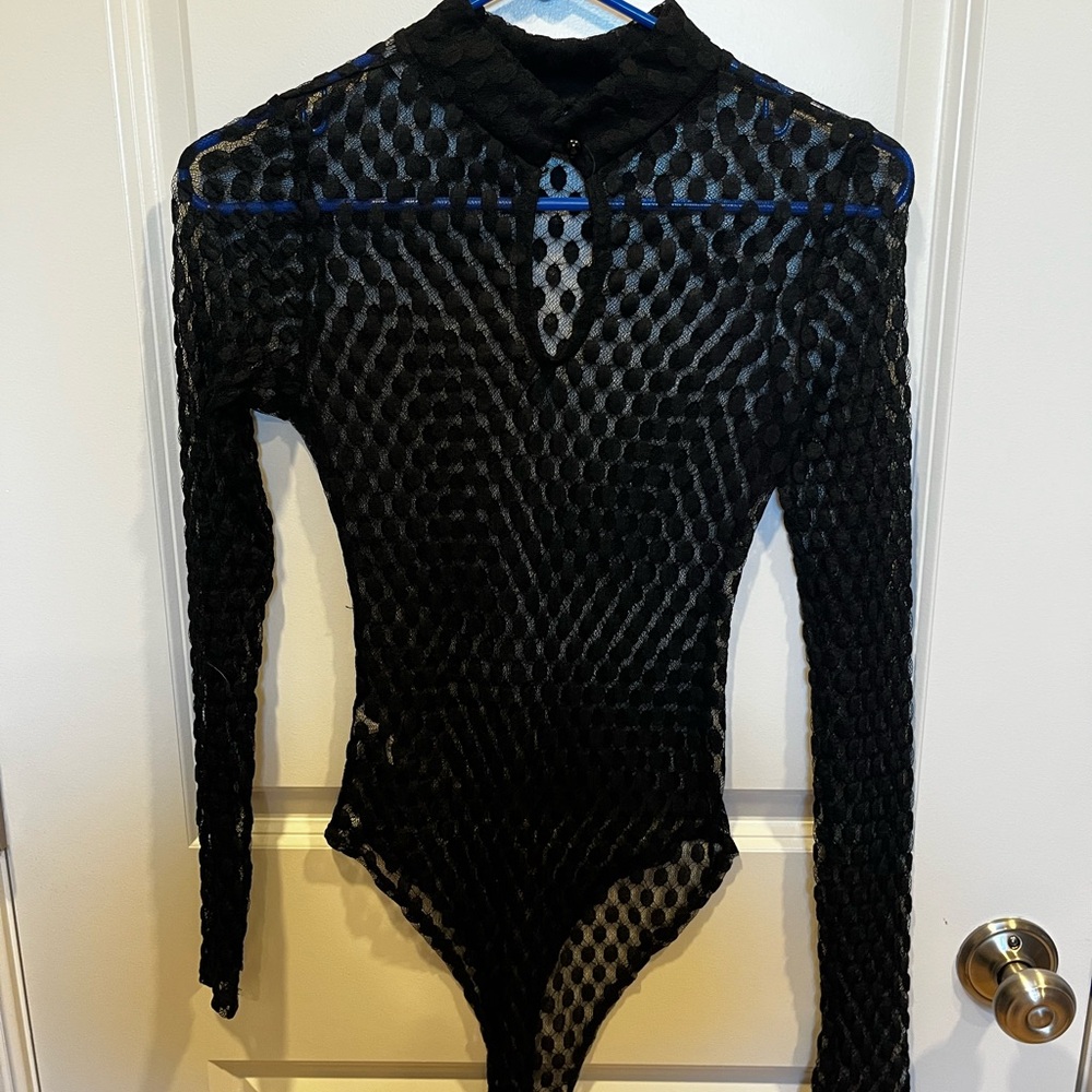 Black Sheer Long Sleeve Bodysuit